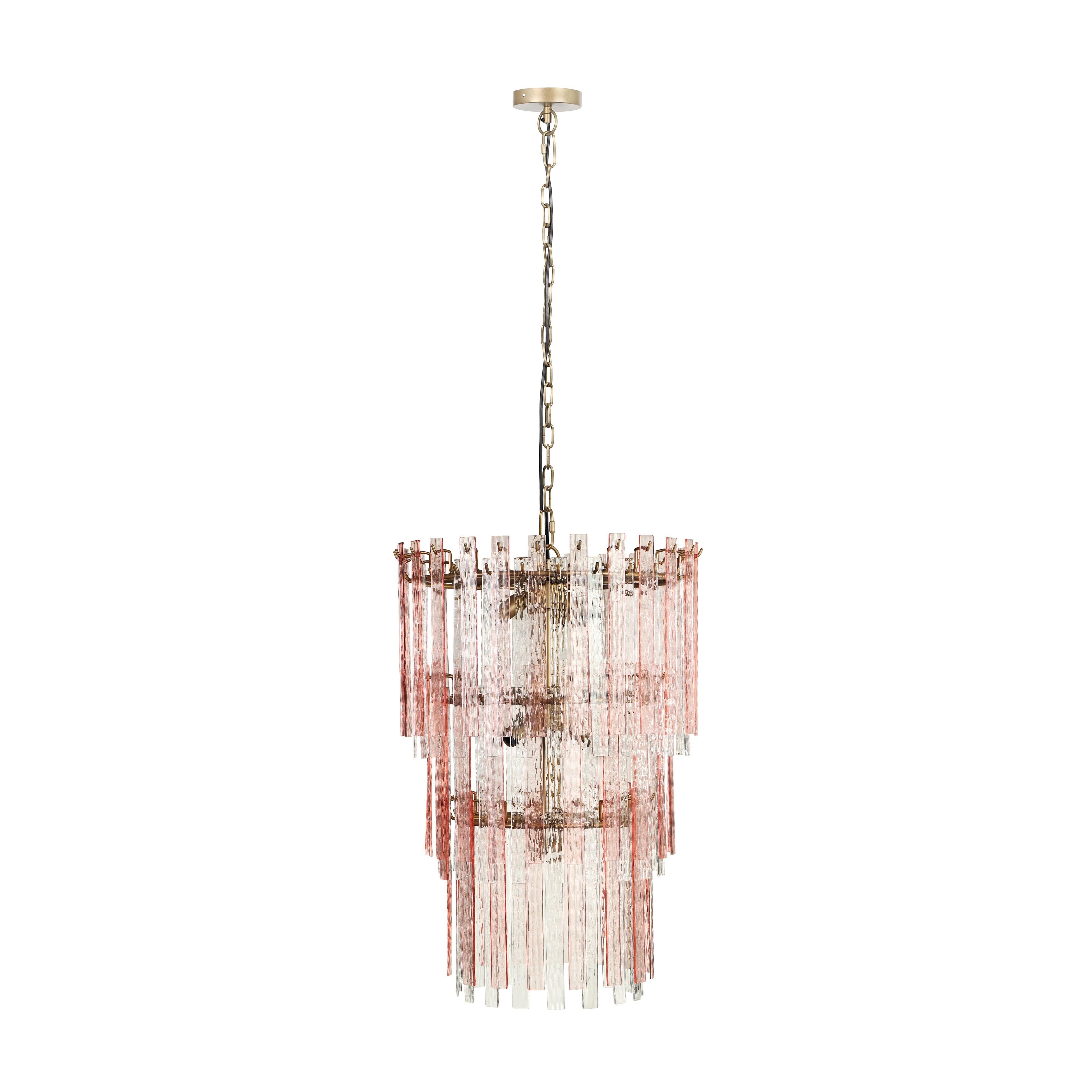 Hampshire Pink Acrylic 3-Tier Chandelier - Luxe Home Furnishings (Jersey City, NJ)