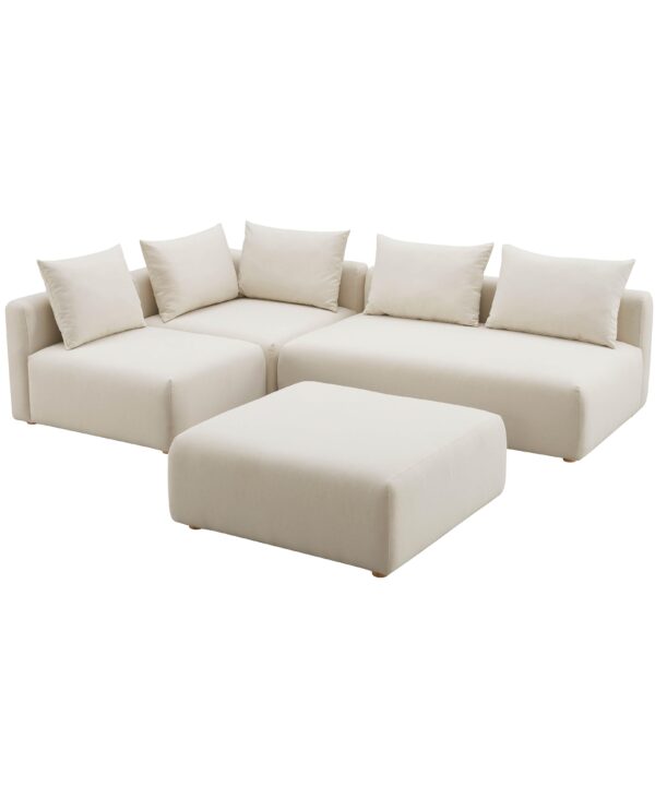 Hangover 4-Piece Cream Performance Linen Modular Chaise Sectional - Luxe Home Furnishings (Jersey City, NJ)