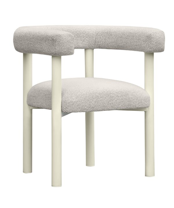 Jackie Cream Textured Contract-Grade Fabric Outdoor Dining Chair - Luxe Home Furnishings (Jersey City, NJ)