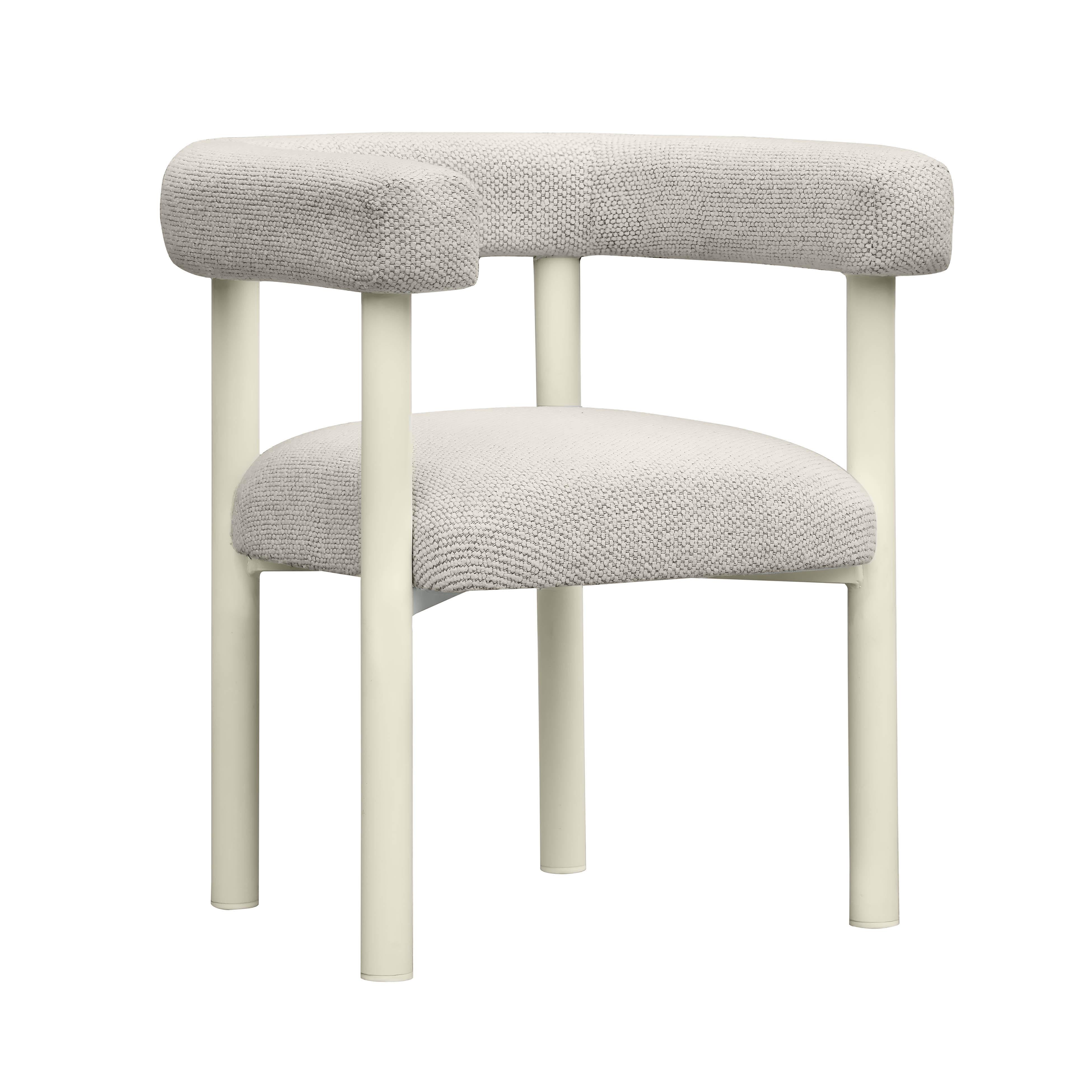 Jackie Cream Textured Contract-Grade Fabric Outdoor Dining Chair - Luxe Home Furnishings (Jersey City, NJ)