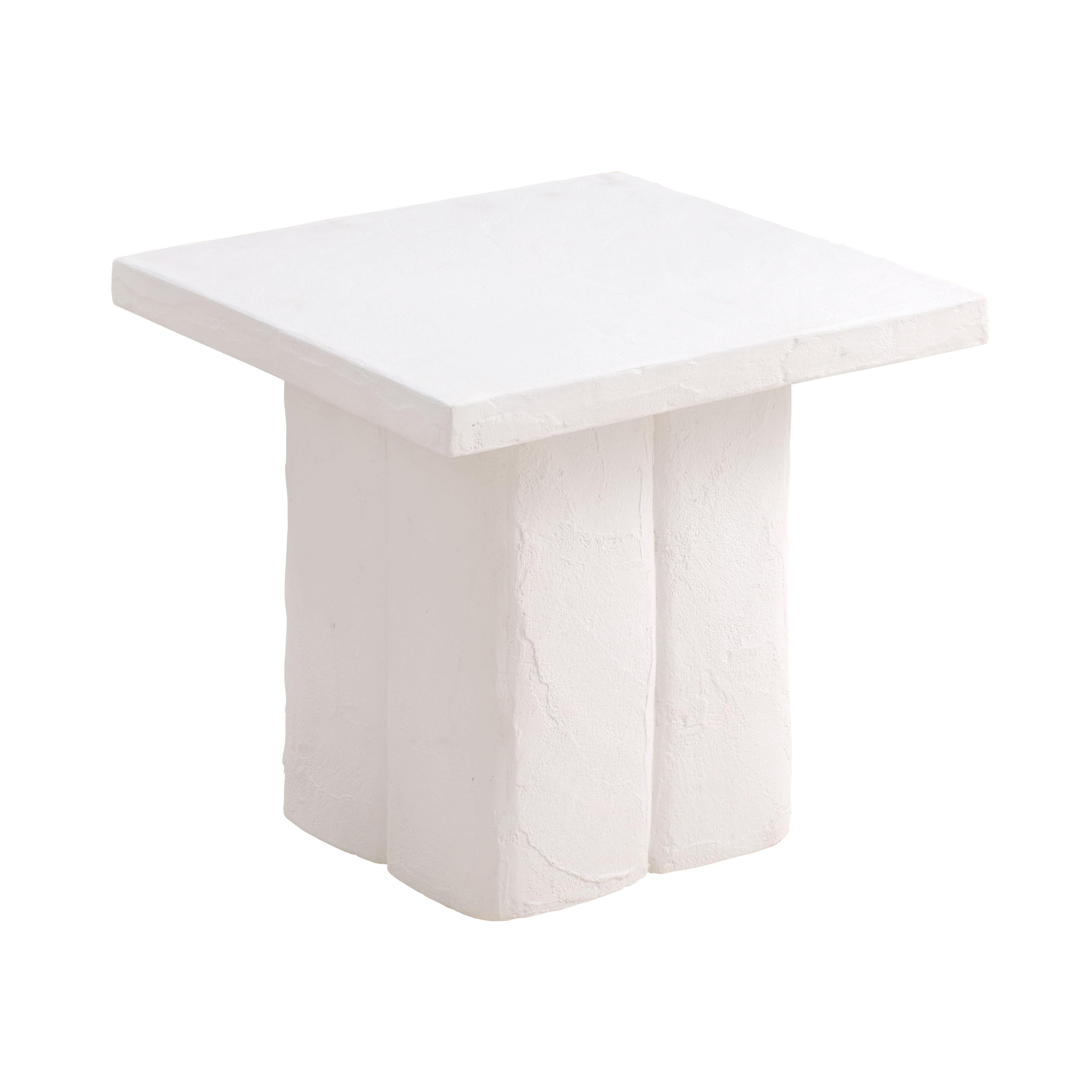 Kayla Faux Plaster Indoor / Outdoor Square Side Table - Luxe Home Furnishings (Jersey City, NJ)