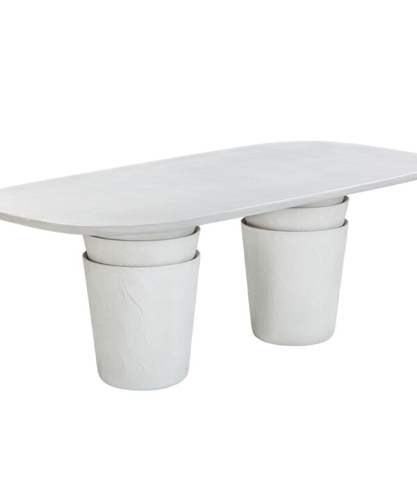 Margot 83" Light Grey Faux Plaster Indoor/Outdoor Concrete Oval Dining Table - Luxe Home Furnishings (Jersey City, NJ)