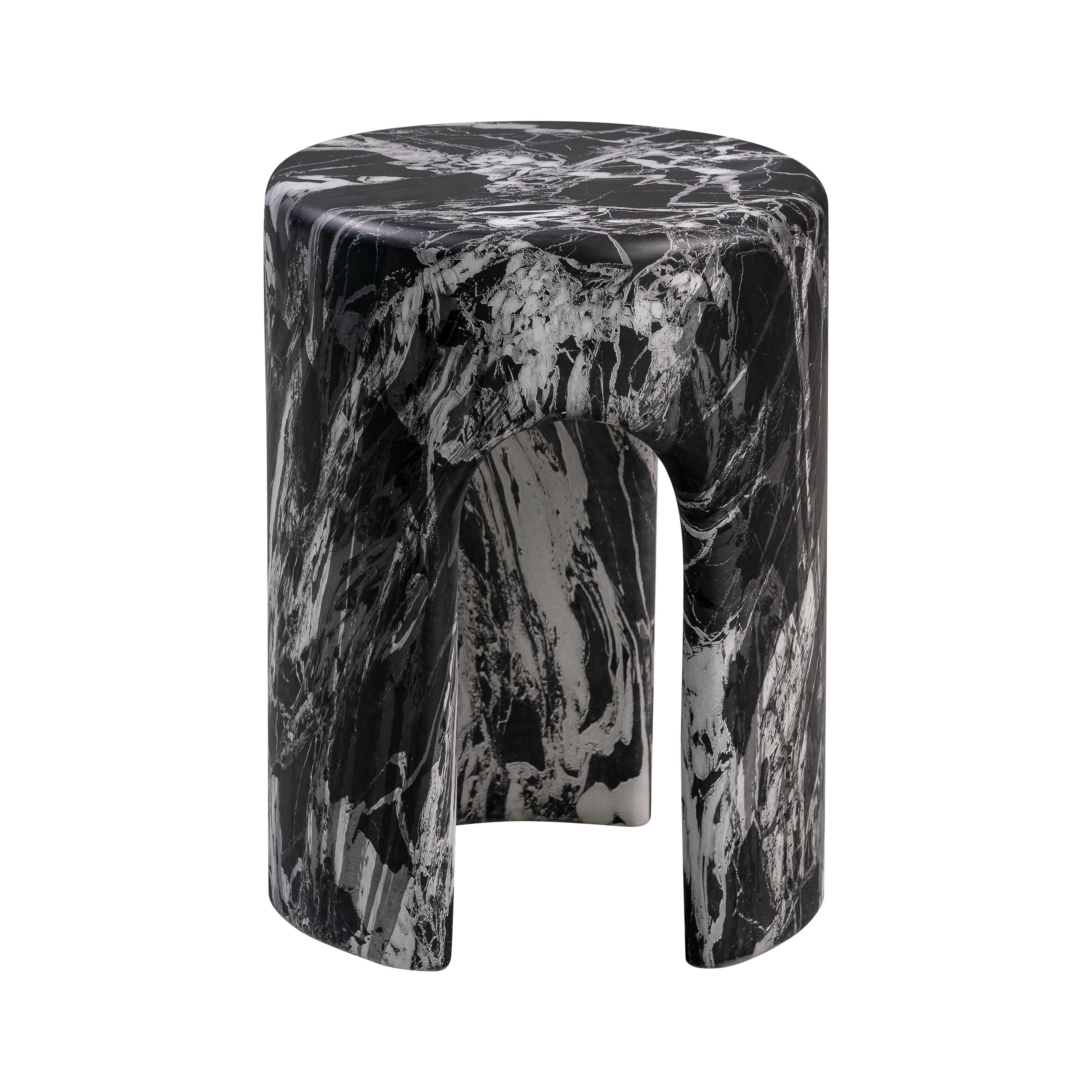 Marisol Black Faux Marble Side Table - Luxe Home Furnishings (Jersey City, NJ)