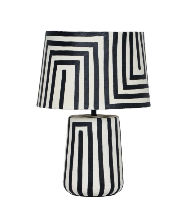 Minori Black Striped Papier Mache Table Lamp - Luxe Home Furnishings (Jersey City, NJ)
