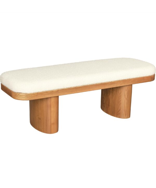 Ollie 48" White Performance Boucle Wooden Bench - Luxe Home Furnishings (Jersey City, NJ)