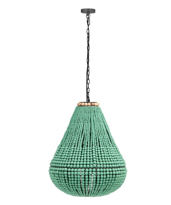 Palani Green Wooden Bead Chandelier - Luxe Home Furnishings (Jersey City, NJ)