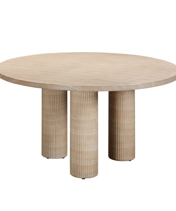 Patti 55" Textured Faux Travertine Indoor / Outdoor Round Dining Table - Luxe Home Furnishings (Jersey City, NJ)