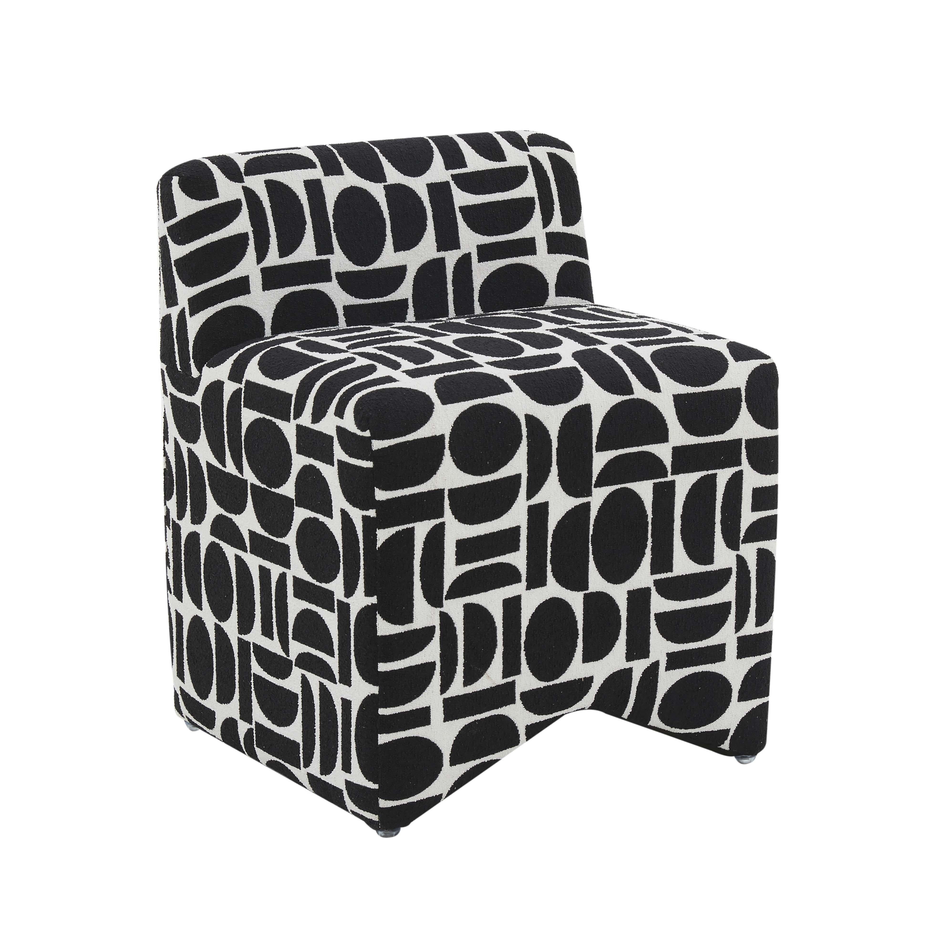 Pippa Geometric Performance Jacquard Weave Accent Stool - Luxe Home Furnishings (Jersey City, NJ)