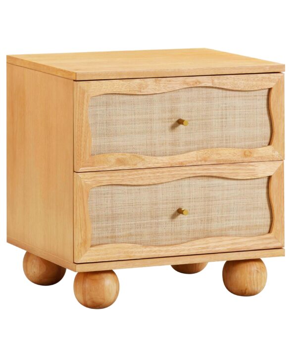 Grappa Natural Wood Rattan Wavy Nightstand image