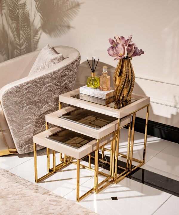 AICO Carmela Nesting Tables in Shimmer Ivory image