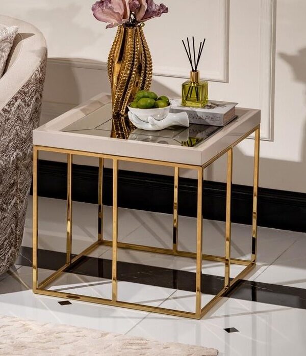 AICO Carmela Side Table in Shimmer Ivory image