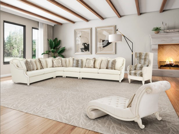 AICO Chamberi Chaise in Ivory Classic Pearl - Luxe Home Furnishings (Jersey City, NJ)