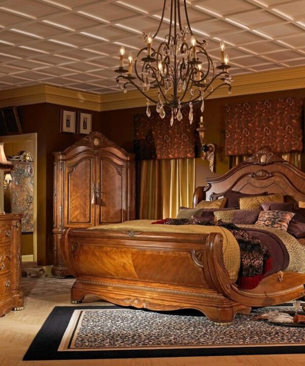 AICO Cortina King Sleigh Bed in Honey Walnut image