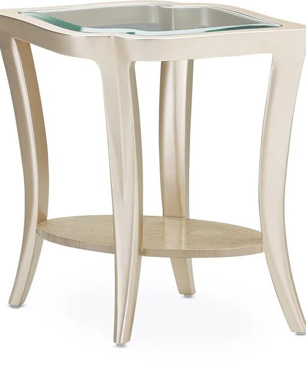 AICO Malibu Crest End Table w/Glass in Chardonnay 9007224-822 image