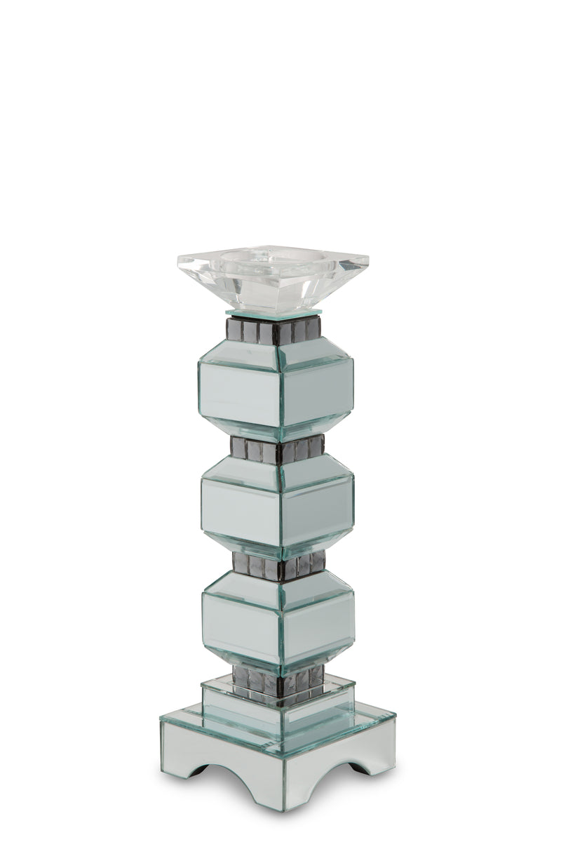 AICO Montreal 3-Tier Mirrored Candle Holder w/Crystal Accents (2/pack) - Luxe Home Furnishings (Jersey City, NJ)