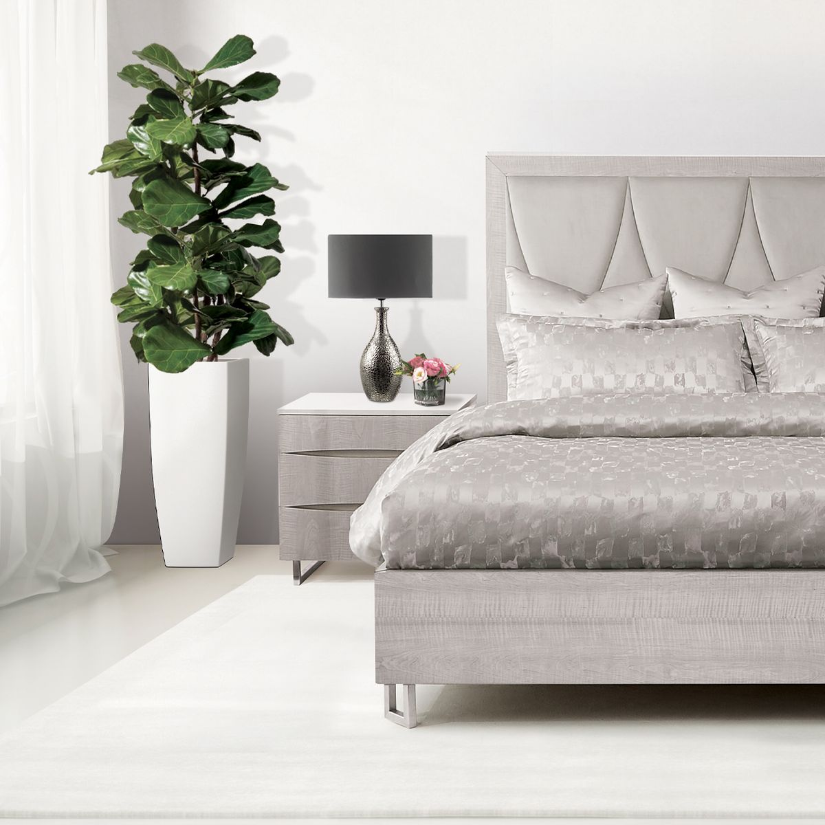 AICO Marin Nightstand in Greige - Luxe Home Furnishings (Jersey City, NJ)