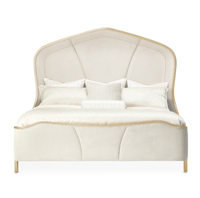 AICO Malibu Crest King Curved Poster Bed in Chardonnay - Luxe Home Furnishings (Jersey City, NJ)