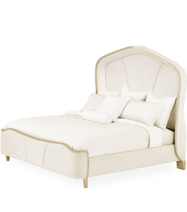 AICO Malibu Crest King Curved Poster Bed in Chardonnay image
