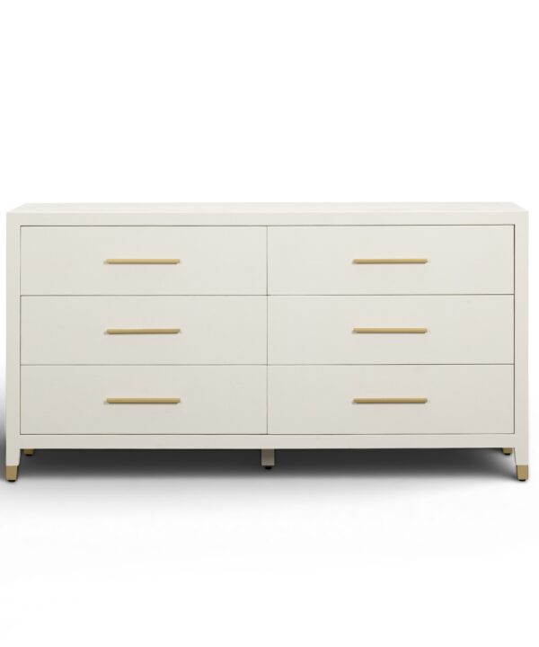 Dani 62" Cream Faux Shagreen 6-Drawer Dresser - Luxe Home Furnishings (Jersey City, NJ)