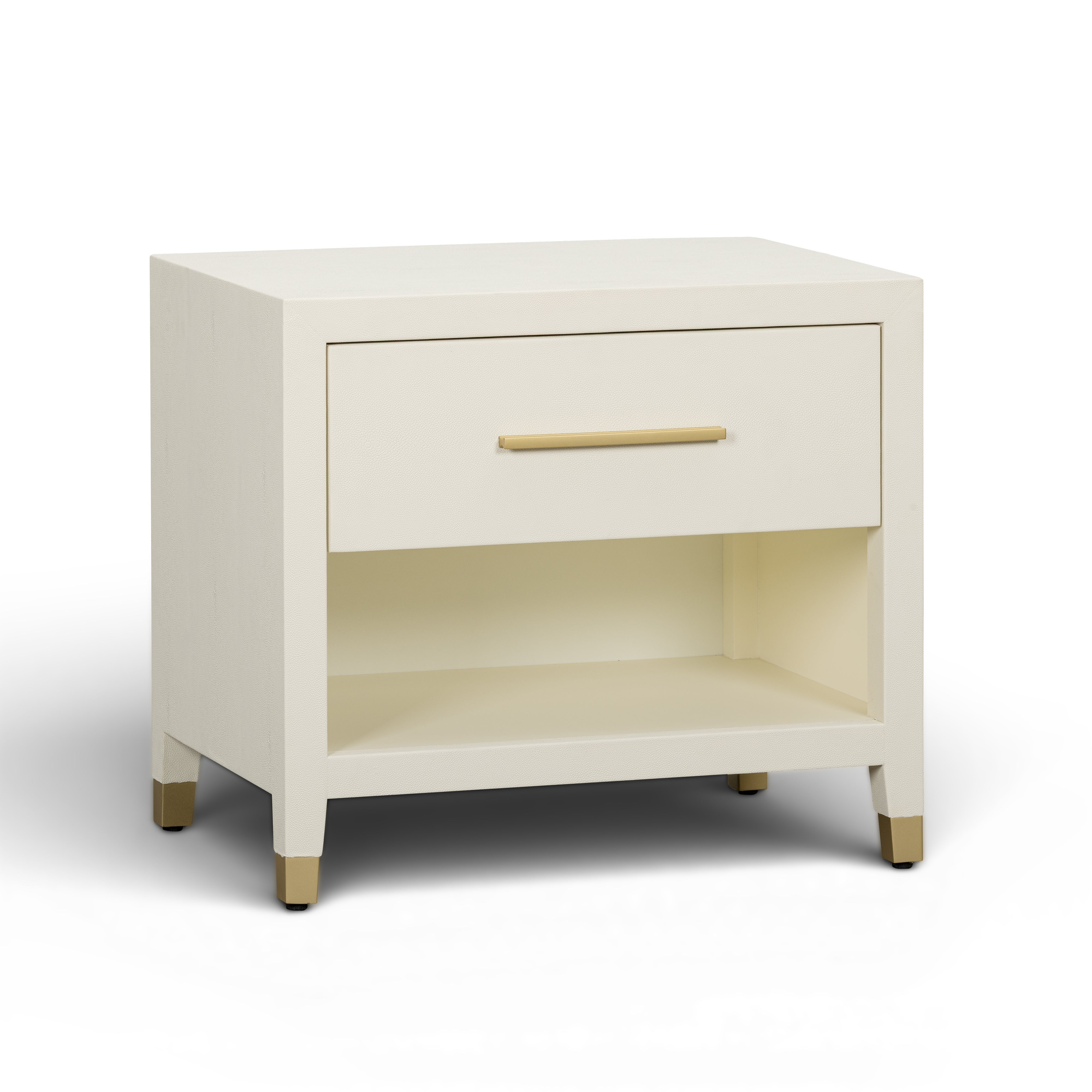 Dani 25" Cream Faux Shagreen Nightstand with Drawer - Luxe Home Furnishings (Jersey City, NJ)