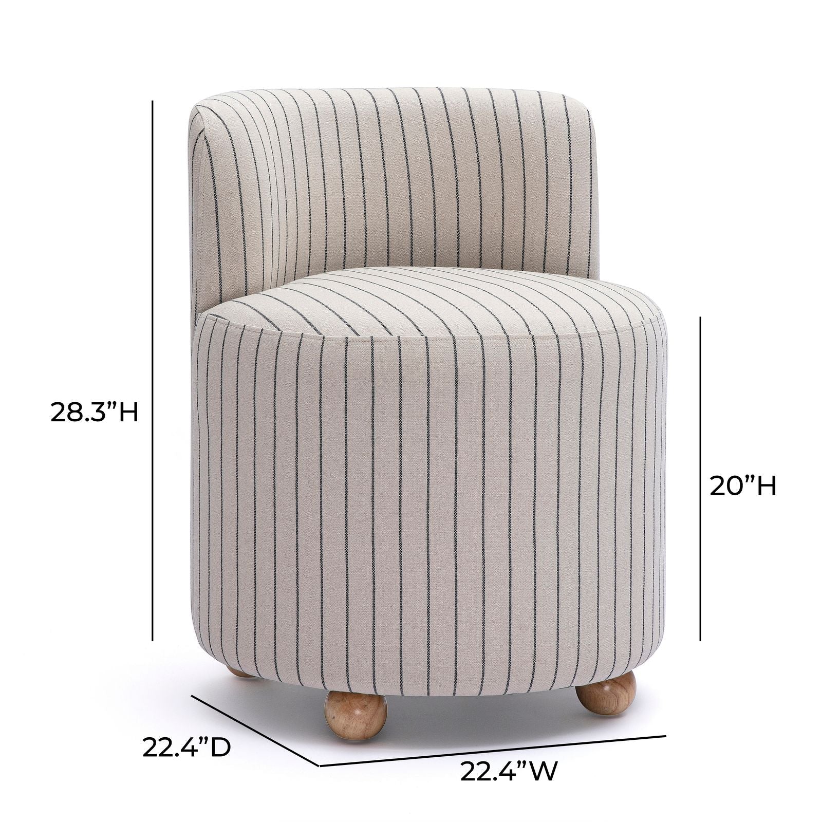 Hakuna Black and White Striped Linen Desk Chair - Luxe Home Furnishings (Jersey City, NJ)