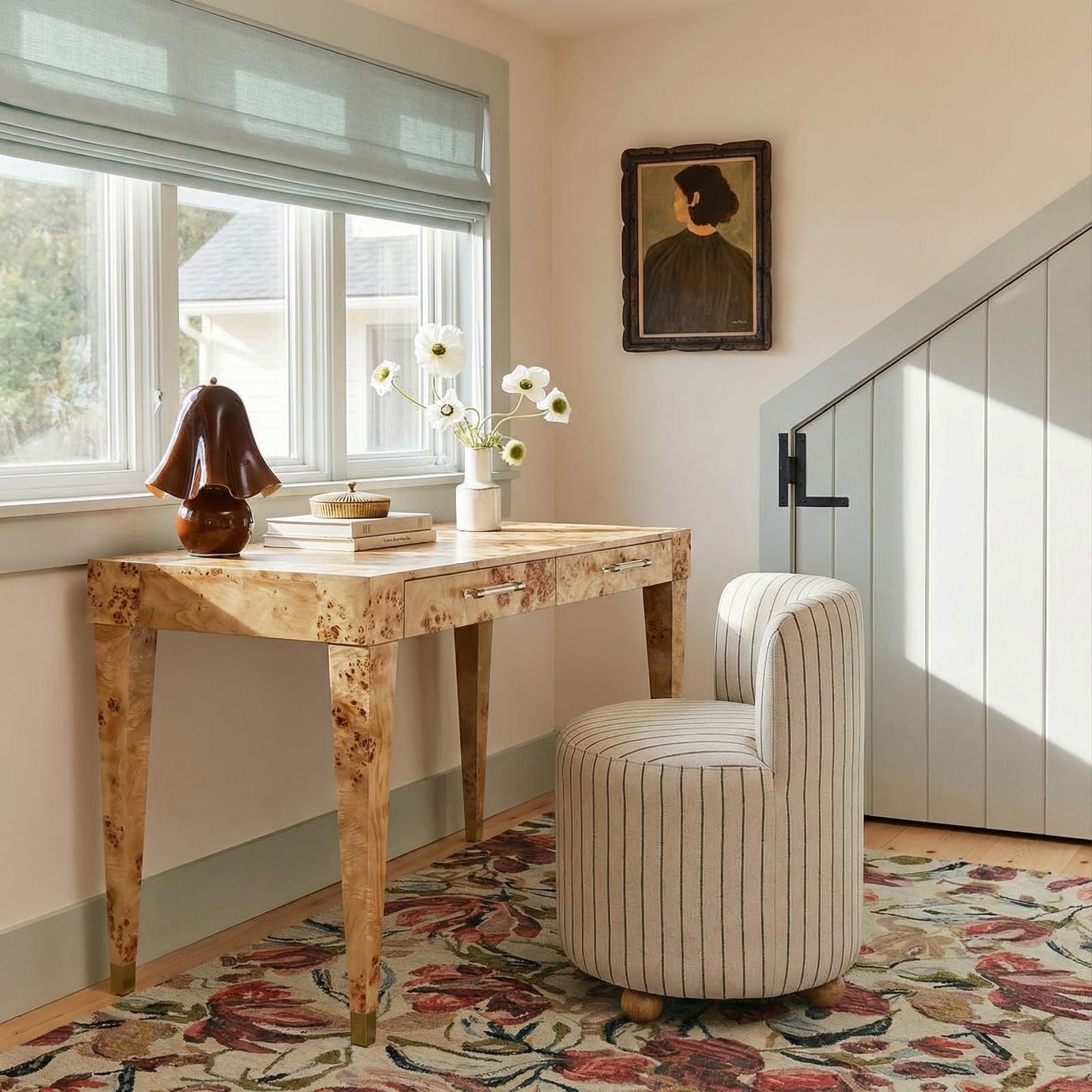 Hakuna Black and White Striped Linen Desk Chair - Luxe Home Furnishings (Jersey City, NJ)
