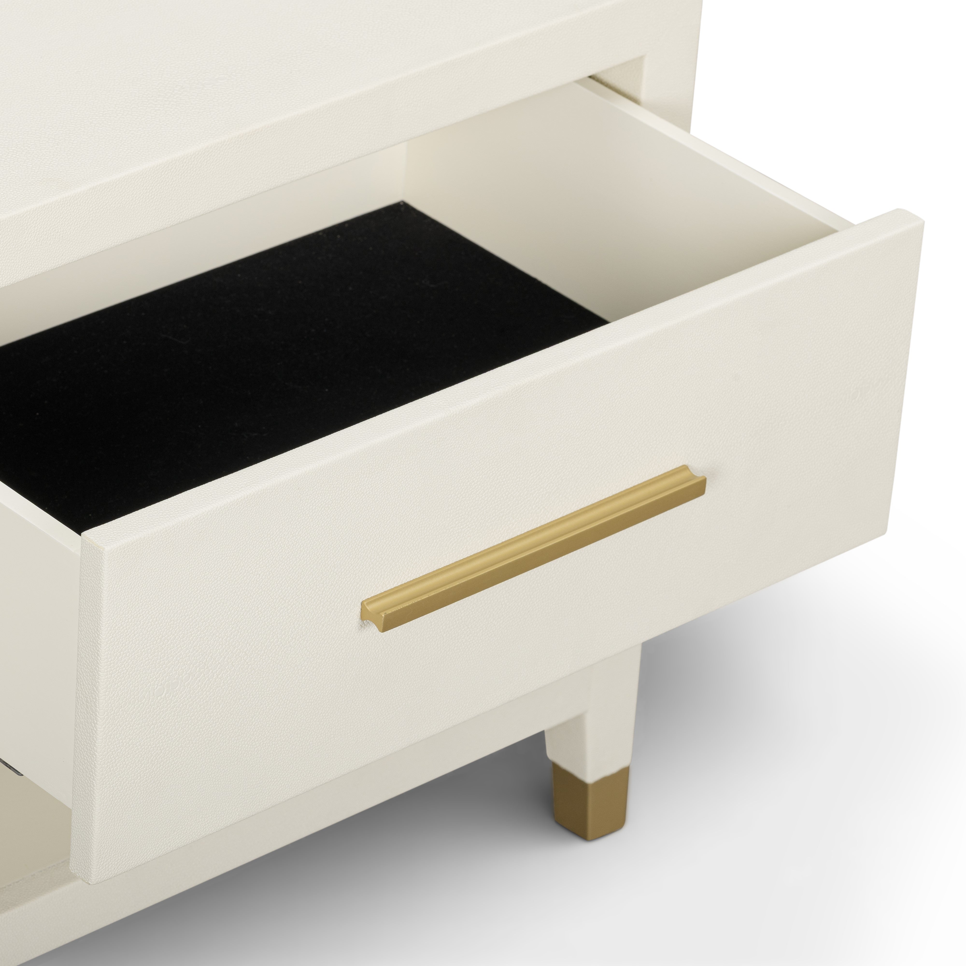 Dani 25" Cream Faux Shagreen Nightstand with Drawer - Luxe Home Furnishings (Jersey City, NJ)