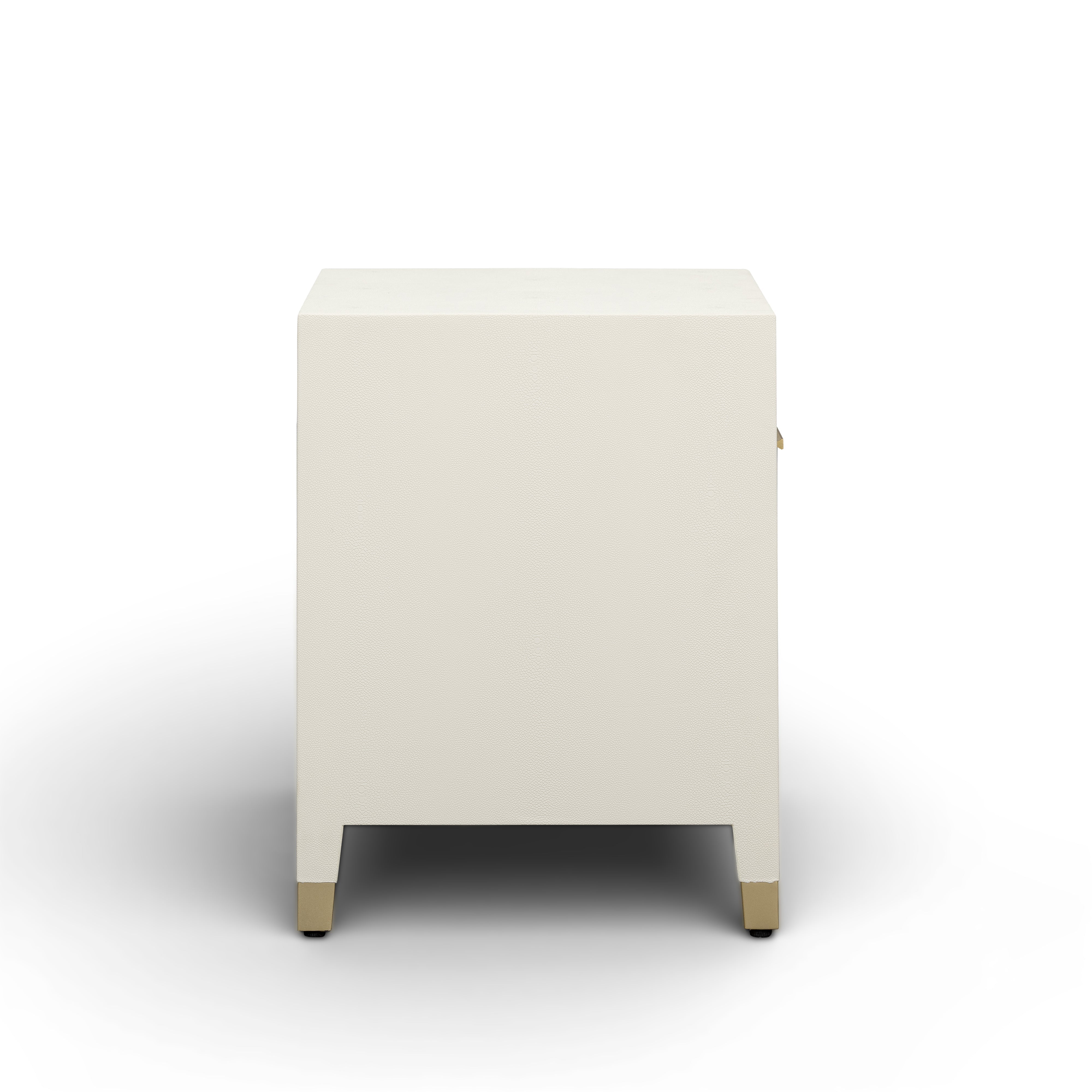 Dani 25" Cream Faux Shagreen Nightstand with Drawer - Luxe Home Furnishings (Jersey City, NJ)