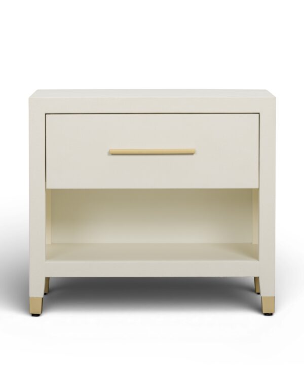 Dani 25" Cream Faux Shagreen Nightstand with Drawer - Luxe Home Furnishings (Jersey City, NJ)