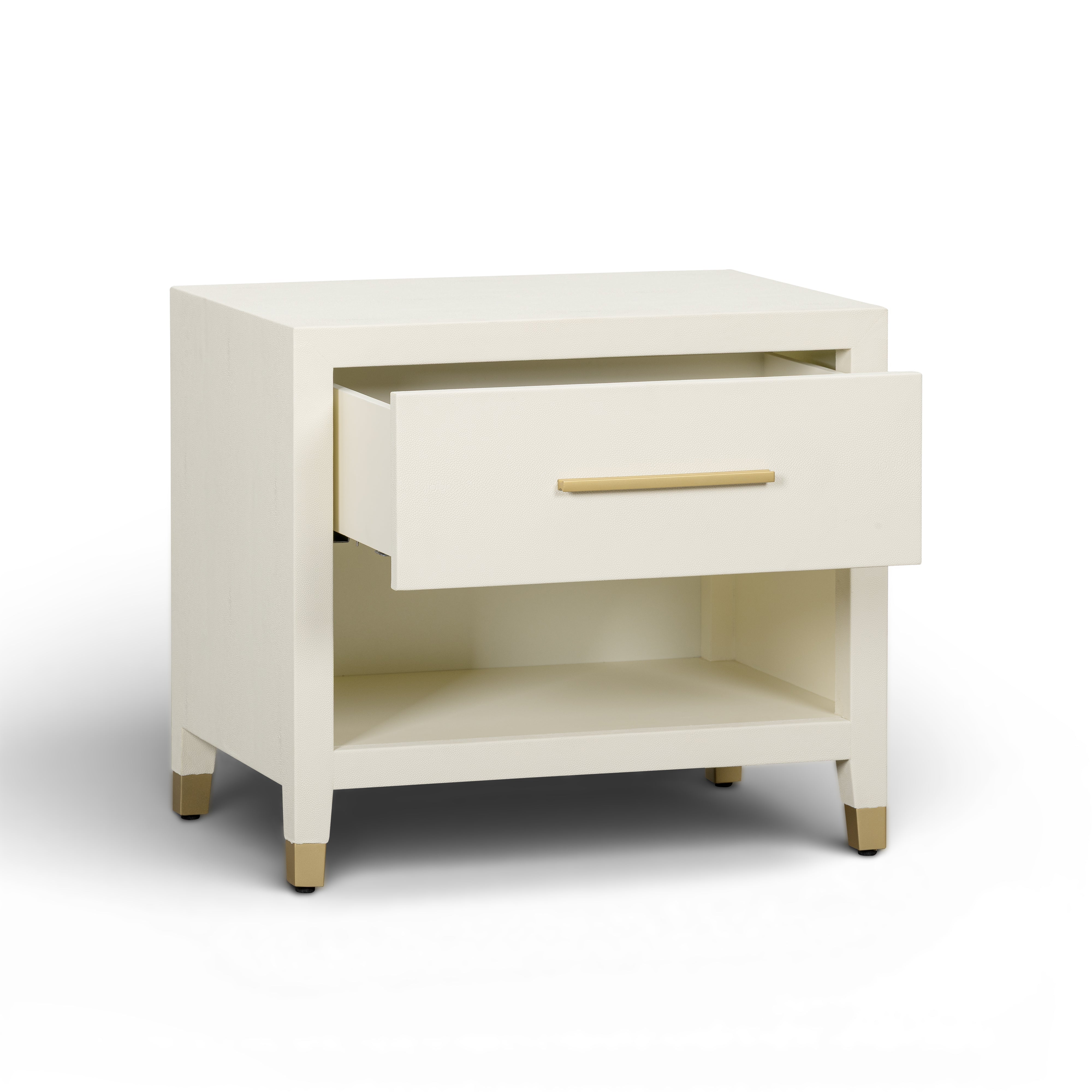 Dani 25" Cream Faux Shagreen Nightstand with Drawer - Luxe Home Furnishings (Jersey City, NJ)