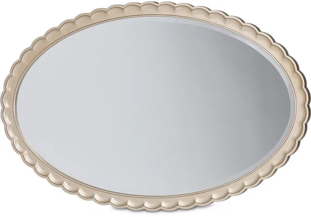 AICO Malibu Crest Oval Wall Mirror in Chardonnay - Luxe Home Furnishings (Jersey City, NJ)