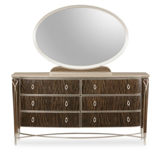 AICO Villa Cherie Dresser Mirror in Hazelnut - Luxe Home Furnishings (Jersey City, NJ)