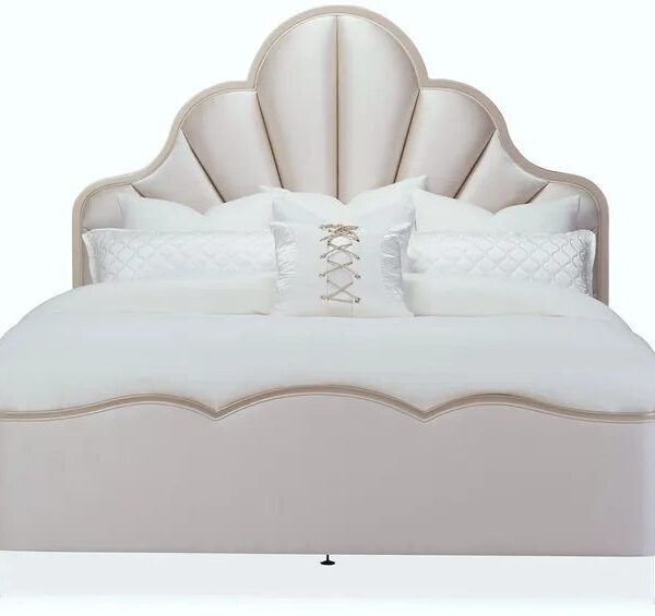 AICO Malibu Crest Queen Scalloped Panel Bed in Chardonnay image