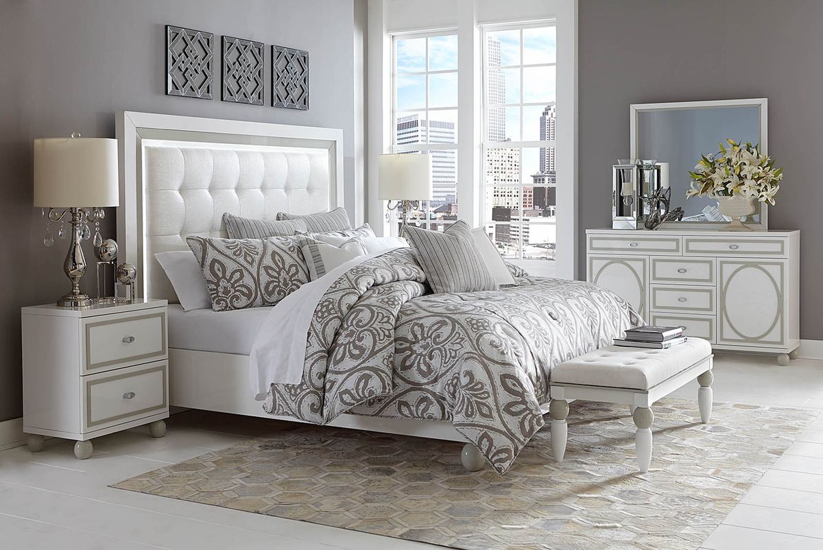 AICO Sky Tower Dresser Mirror in White Cloud image