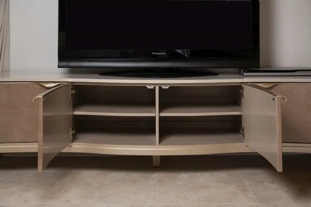 AICO Malibu Crest TV Console in Blush - Luxe Home Furnishings (Jersey City, NJ)